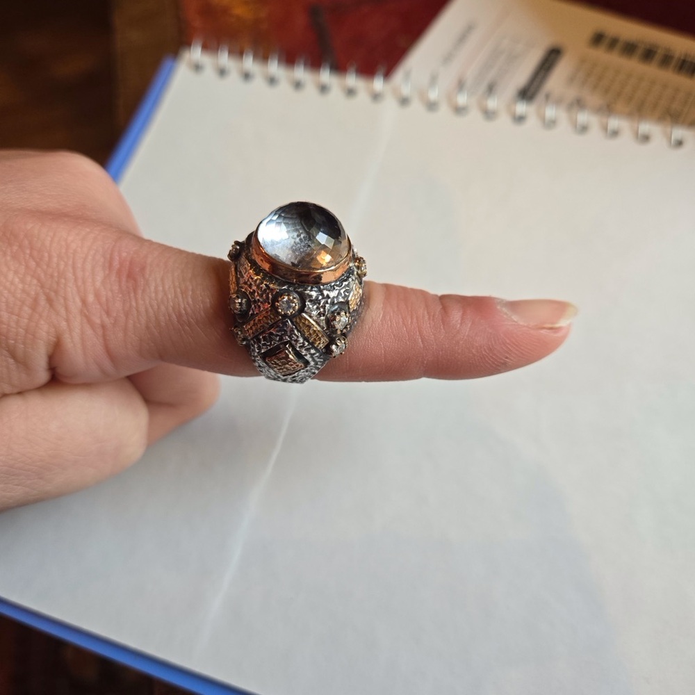 Elegant Silver and Gold Statement Ring